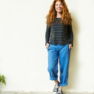 Pants "Ännlin" made of linen, comfortable, casual, blue, organic linen vegetable dyed