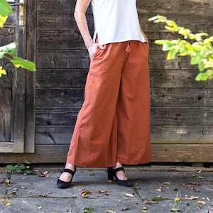 Soft cotton culottes, red, black, white