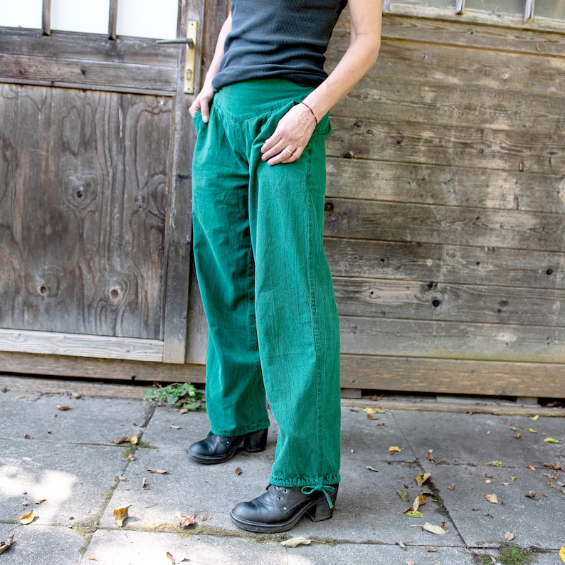 Pantalon large Ännlin en coton fin et doux, vert malachite image 5