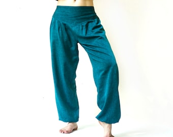 Bloomers con bolsillos Algodón Ocean Blue Rose Blue Harem Pants Mujer