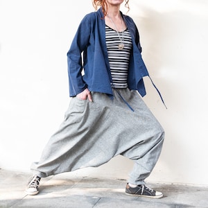 Unisex cotton harem pants with pockets, red, dark red, also available in extra long