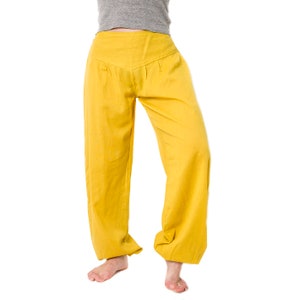Pump pants, S M, L XL cotton olive, blue, green, yellow, black, women's harem pants Gelb
