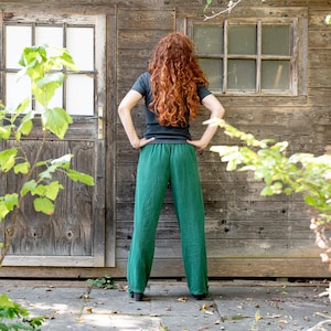 Pantalon large Ännlin en coton fin et doux, vert malachite image 8