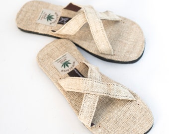 X-slips made of hemp with rubber sole, slippers, slippers