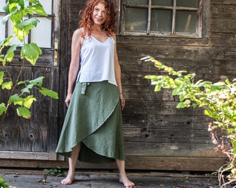 Wrap skirt, also for large sizes, made of fine cotton