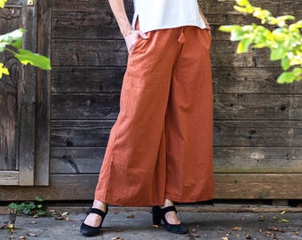 Soft cotton culottes, red, black, white