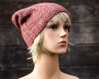 Beanie Mütze aus Wolle und Mohair, Rot