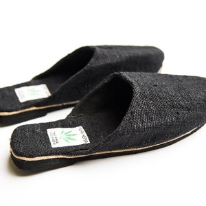 Hemp slippers in black, blue, turquoise, with rubber sole, stylish unisex slippers or slippers, suitable for the whole year