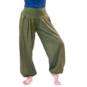 Pump pants, S M, L XL cotton olive, blue, green, yellow, black, women's harem pants Oliv