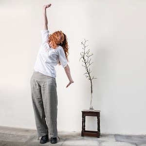 Pants &quot;Ännlin&quot; made of organic linen, vegetable dyed, wide legs, blue, vegan, comfortable, casual