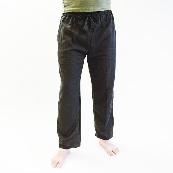 Schlupfhose für Männer aus Baumwolle in schwarz, Freizeithose, Pyjamahose