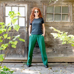 Pantalon large Ännlin en coton fin et doux, vert malachite image 4