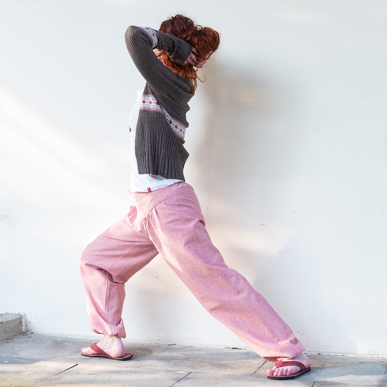 Pantalon de pompage avec poches, coton, bleu océan, rose, bleu, sarouel, femme Rose