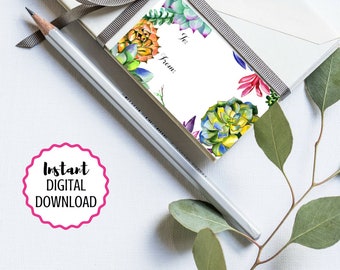 Succulent Gift Tags or Favor Stickers, Printable