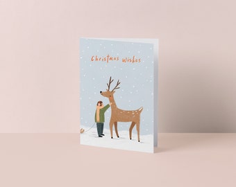 Christmas card, greetings card, Christmas tree, Reindeer