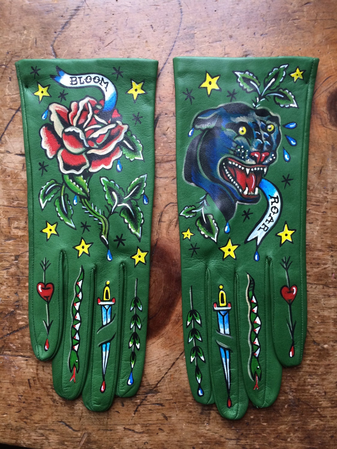 MADE TO ORDER Hand painted gloves Italian leather fashion Etsy