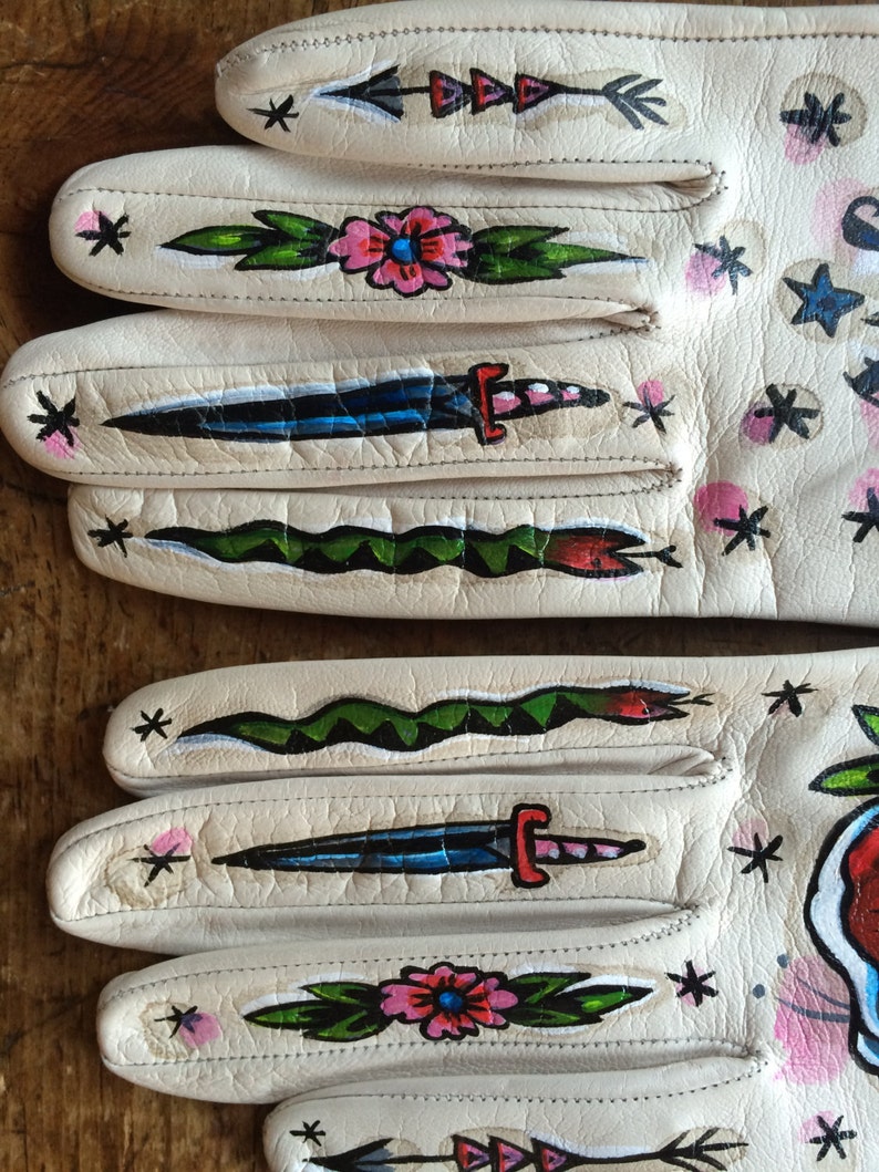 MADE TO ORDER Hand painted gloves Italian leather fashion Etsy