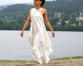 Flax Dress, Linen Cape, Long Linen Dress, Abaya, Linen Clothing, Asymmetrical Summer Dress, One Shoulder Dress, Flax Boho Dress, Party Dress