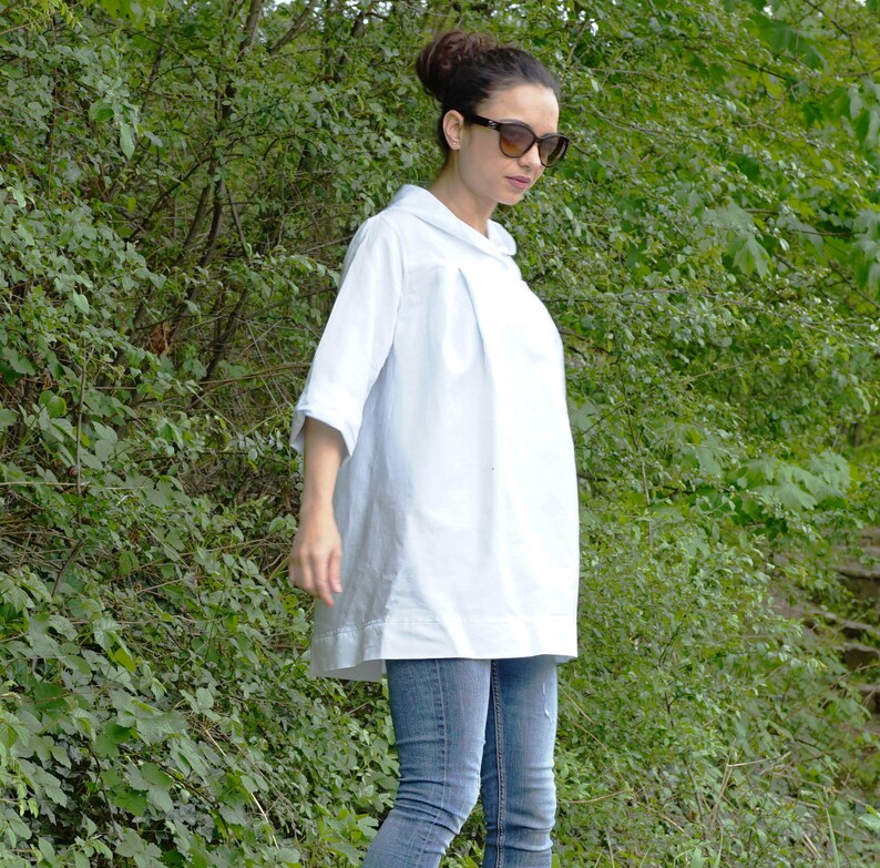 Oversized Top,Summer Top Baggy Hoodie Flax Clothing,Linen Hoodie Oversized Clothing Linen Clothing Linen Blouse Linen Hooded Top Tunic