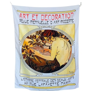 Alphonse Mucha Art et Decoration Tapestry – Art Nouveau Wall Hanging, Vintage Parisian Decor,  Bohemian Artwork for Home Dorm Bed Room, Gift