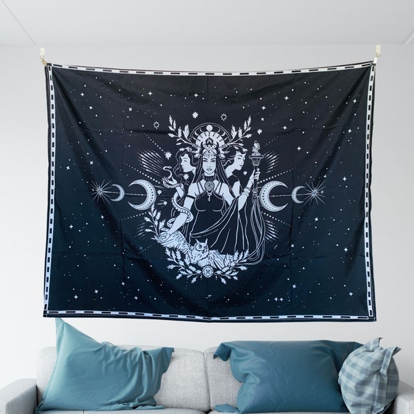 Hecate Greek Triple Goddess Mythology Lunar Astrology Moon Magic Wall Tapestry Hanging Art Home Dorm Uni Decor Witchy Decoration Wiccan Gift