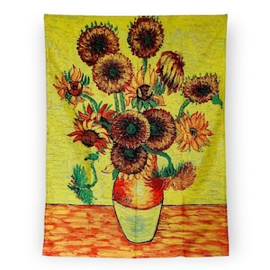 Van Gogh Sunflowers Tapestry – Vibrant Yellow Wall Hanging, Boho Home Dorm Decor, Spiritual Room Art, Beach Park Blanket Throw, Holiday Gift