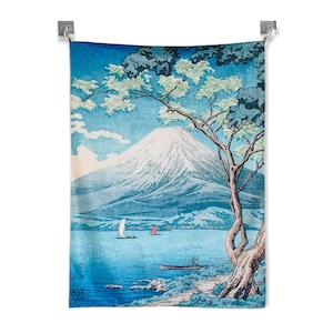 Mount Fuji from Lake Yamanaka Hiroaki Takahashi Vintage Japanese Art Tapestry Wall Hanging Home Dorm Decor Scenic Landscape Famous Painting