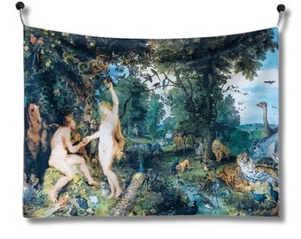 Garden of Eden Tapestry, Rubens Brueghel Biblical Art, Adam Eve Wall Hanging