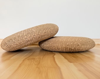 Round Floor Cushion, Floor Sitting Pad Pillow, Hand Woven Water Grass Meditation Pouf Seat