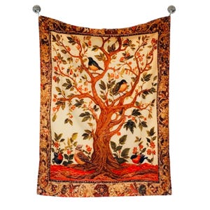Tree of Life Tapestry Wall Hanging Home Dorm Uni Room Decor Forest Floral Blanket Throw Decorative Art Backdrop Spiritual Decoration Gift