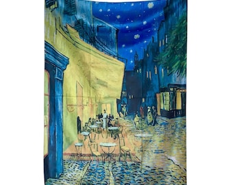 Van Gogh Cafe Terrace Tapestry, Starry Night Wall Hanging, Blue Yellow Art Decor