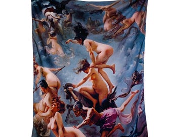 Witches Sabbath Tapestry, Gothic Fantasy Wall Hanging, Spiritual Dark Art, Witchy Occult Bedroom Decor
