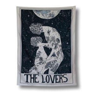 Amoureux du jeu de tarot tapisserie tenture murale sorcière spirituelle Art déco fierté LGBTQ décoration païenne wicca plage parc couverture jeter amour
