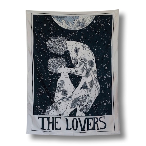 Lovers Tarot Deck Tapestry Wall Hanging Witchy Spiritual Art Decor LGBTQ Pride Decoration Pagan Wiccan Beach Park Blanket Throw Love