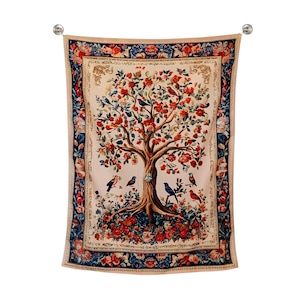 Tree of Life Tapestry Wall Hanging Home Dorm Uni Room Decor Forest Floral Blanket Throw Decorative Art Backdrop Spiritual Decoration Gift