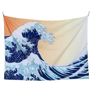 The Great Wave off Kanagawa Tapestry – Katsushika Hokusai Wall Hanging, Japanese Art Home Decor, Coastal Wave Tapestry, Minimalist Gift