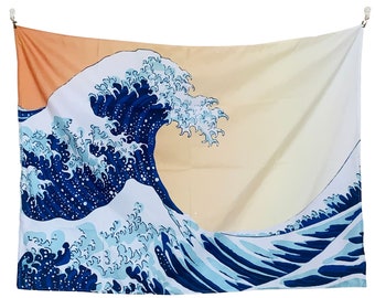 Great Wave off Kanagawa Tapestry, Hokusai Japanese Ocean Wall Hanging Decor