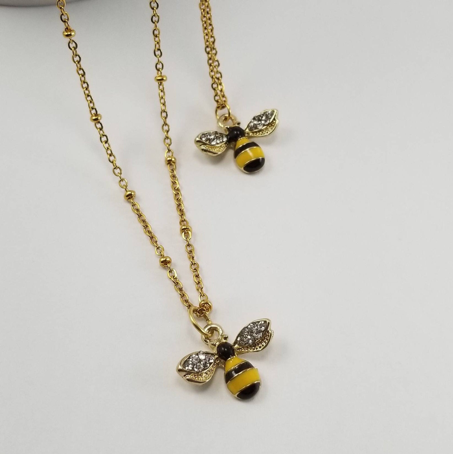 Bee Necklace Bumble Bee Necklace Bee Jewelry Gold Honey Bee Etsy