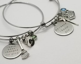 Wicked Because I Know You I Have Been Changed For Good Bracelet Set, Wicked Jewelry, Best Friends Jewelry Set, Wicked Gift, Best Friend Gift