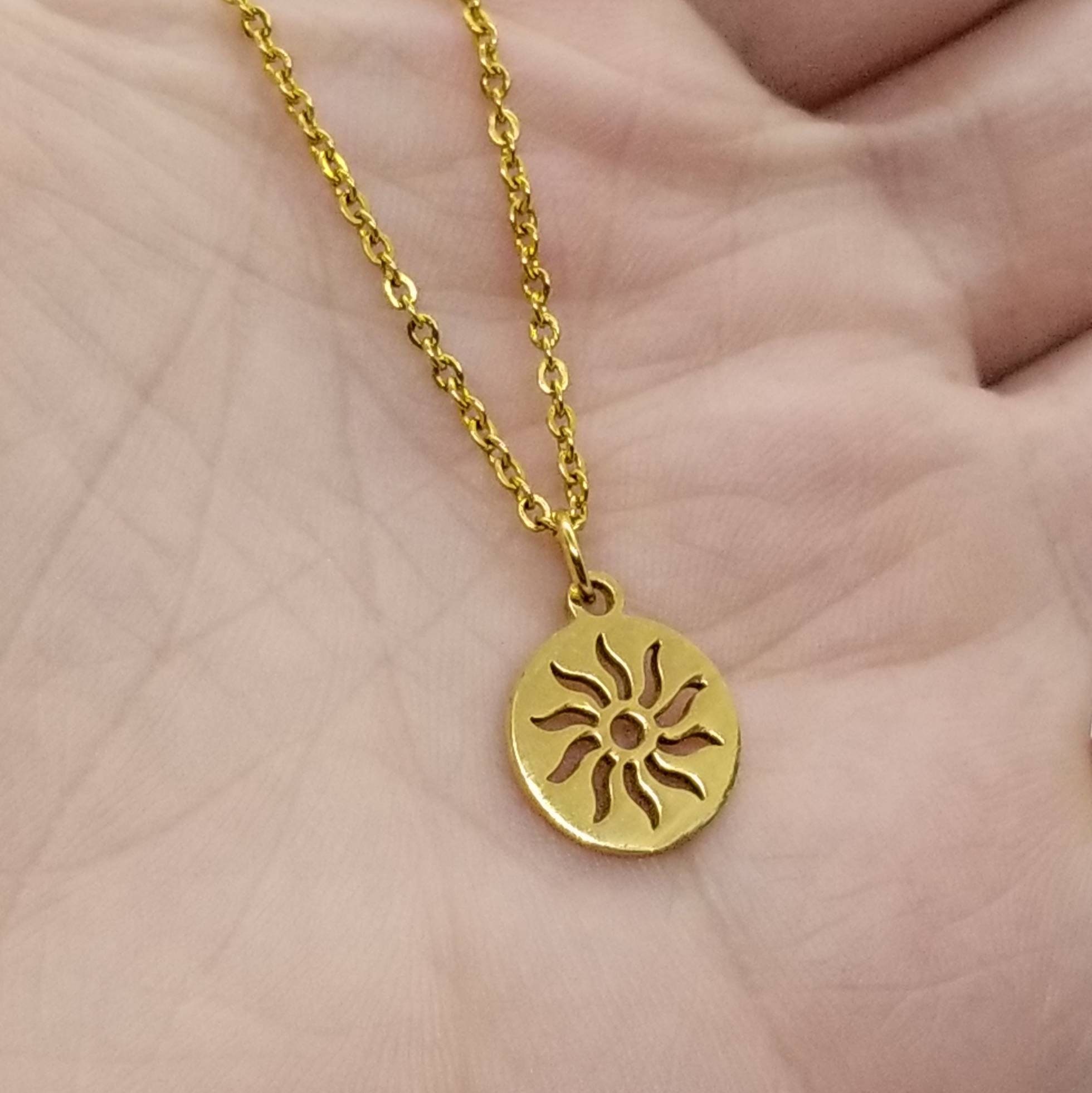 Sun Necklace Dainty Sun Necklace Celestial Jewelry Unisex Etsy