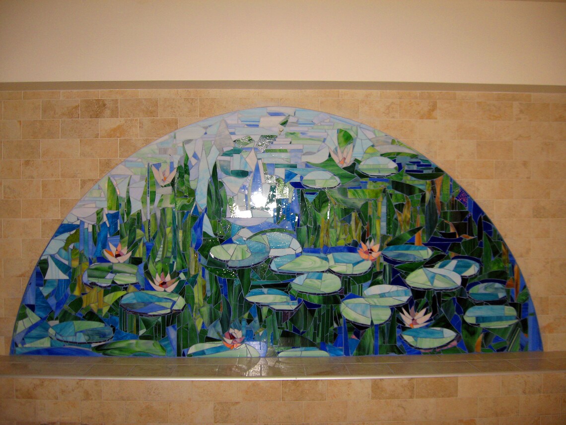 Water Lilies Mosaic Glass Mosaic Etsy