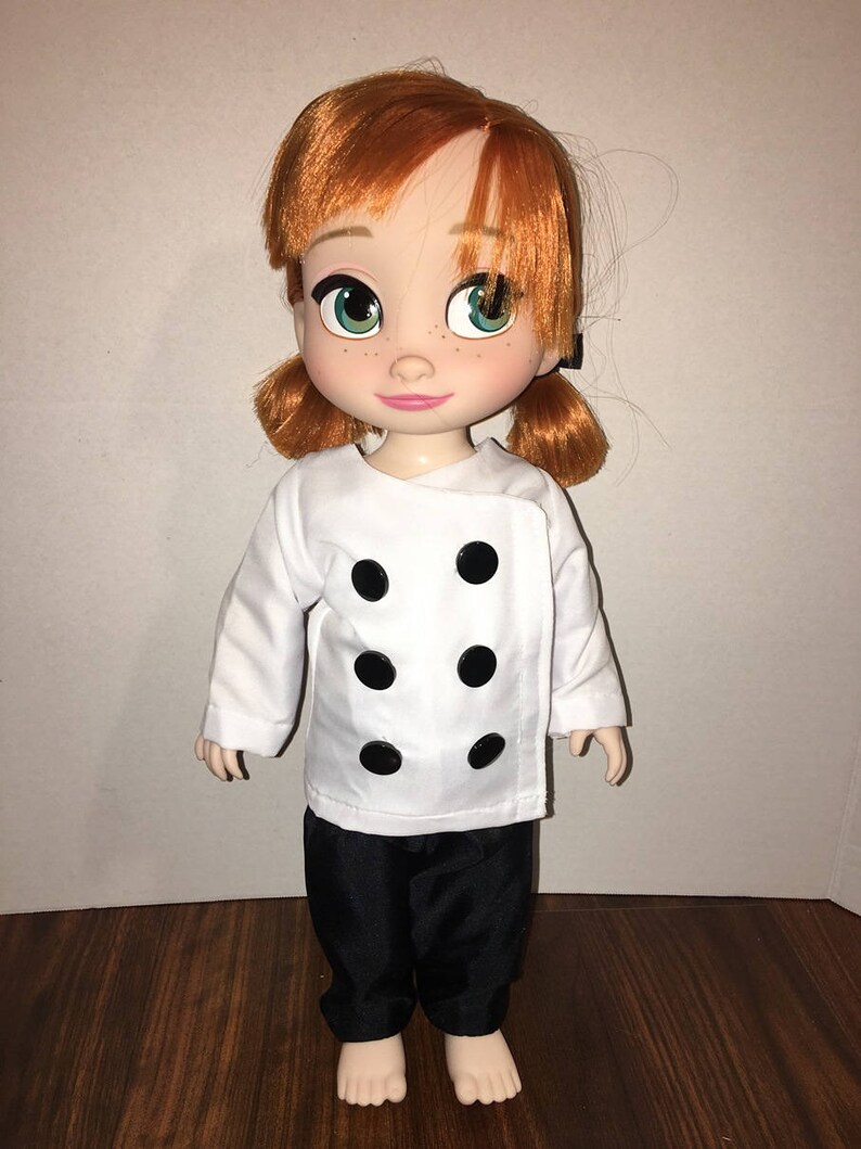 Clothes Only Fits Disney Animators 16 inch Toddler Princess Doll Clothes Modern Chef Inspired White Coat Black Pants Set