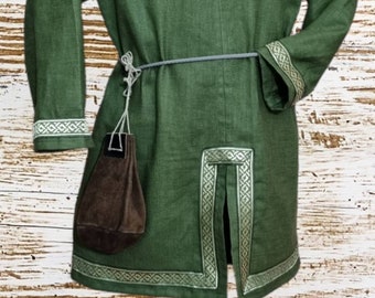 Green tunic for knights and Vikings, linen tunic for children, medieval costume boy and girl, LARP, SCA, Toraxacum