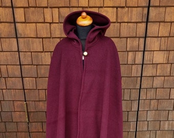 Kinder Umhang Wolle bordeaux, Kapuze, Mittelalter Cape, Wikinger Gewandung, LARP, SCA, Toraxacum