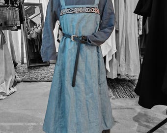 Viking girl apron dress, medieval overdress, Viking apron child, LARP, SCA, Toraxacum