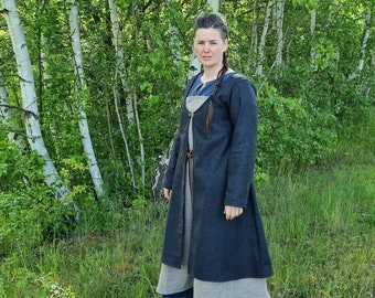 Viking coat, kaftan wool gray women, medieval clothing, LARP, cosplay, Toraxacum