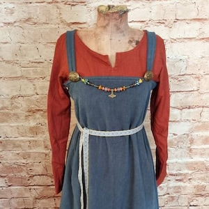 Apron dress linen blue-grey, stone washed, Viking overdress used look, medieval dress, Wiki apron, LARP, SCA, Toraxacum