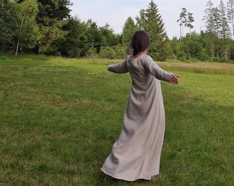 Viking linen dress, natural, used look, medieval underdress, linen dress, stone washed, cosplay, LARP, SCA, Toraxacum |Uk-Ew-Lst|