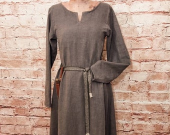 Viking linen dress brown, used look, medieval underdress, linen dress, stone washed, reenactment, cosplay, LARP, SCA, Toraxacum