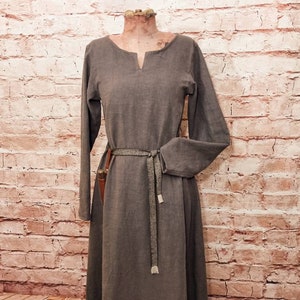 Viking linen dress brown, used look, underdress medieval, linen dress, stone washed, reenactment, cosplay, LARP, SCA, Toraxacum